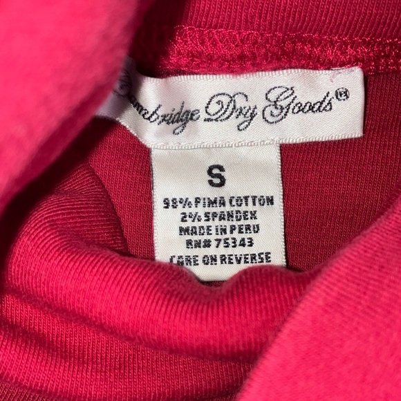 Cambridge Dry Goods Red Long Sleeve turtleneck Pima cotton - Picture 6 of 15